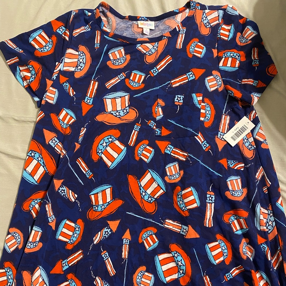 LuLaRoe Patriotic Carly Dress Large